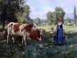 unknow artist Cow and Woman Sweden oil painting art